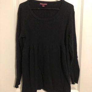 Jessica London Black Ribbed Baby Doll Tunic Sweater. Size 18/20.
